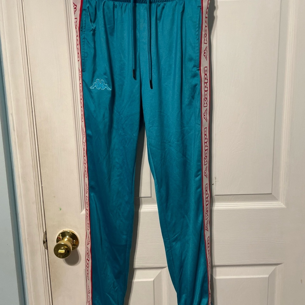 Kappa Men's Teal Joggers with Red Accents